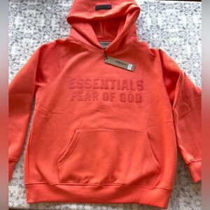 Essentials Fear of God Coral Orange Pullover Hoodie Womens Small-NWT